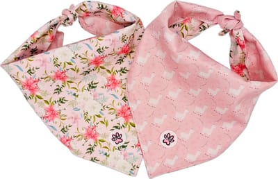 Bandana Hond - Dubbelzijdige Hondenbandana - Roze - Bloemen - Rozen - Lama's - You are Llamazing - Paw My God! - Maat M