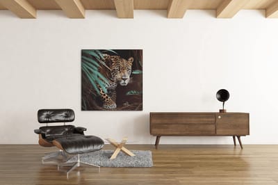 Canvas Schilderij - Luipaard - Wild Dieren - Wanddecoratie - 60x60x2 cm