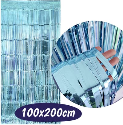 Glittergordijn - Licht Blauw - 1 Stuk - 100x200 CM - Folie Gordijn - Backdrop - Baby Shower - Gender Reveal