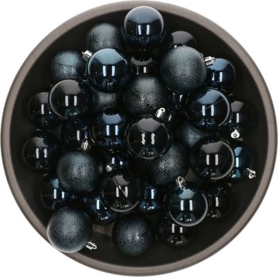 Decoris Kerstballen - 25x stuks - donkerblauw - 6 cm - kunststof - onbreekbaar - kerstversiering - boomversiering