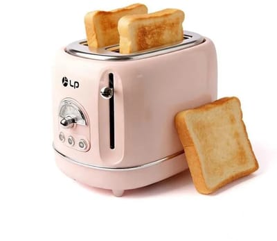 ECTEATOY® Broodrooster 2 Brede Sleuven - Retro Toaster met 6 Standen - Roestvrij Staal (RVS) - Ontdooifunctie - roze