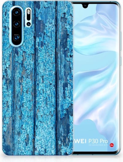 TPU Hoesje voor Huawei P30 Pro Bumper Hoesje Wood Blue