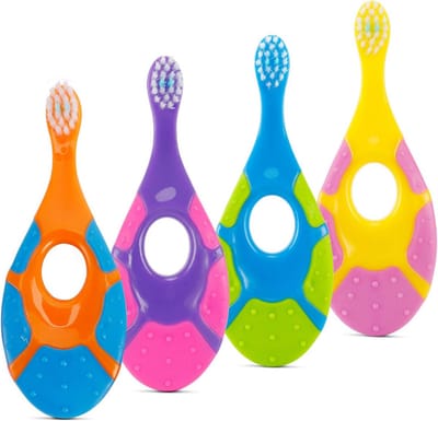 Babytandenborstel Set - Peuter Borstel - Mondverzorging Leren - Veilig en Stevig Ontwerp - 4 Stuks - Vrolijke Kleuren