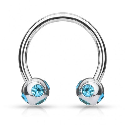 Piercing crystal ball ring 1.2x10x4 - zilver aqua - LMPiercings