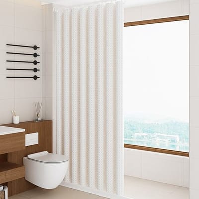 HAUSS SPOLE Douchegordijn - Anti-Schimmel En Waterdicht - Met 12 Ringen - Voor Badkamer En Hotel - Wasbaar En Sterk - 180x180cm - Polyester - Wit