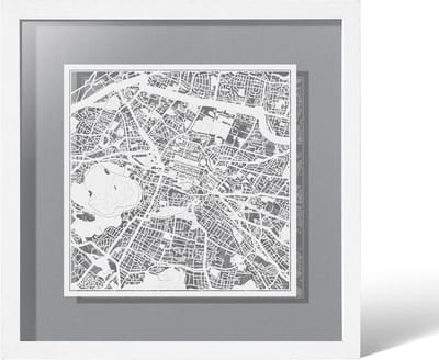 Papierkunst Kaart - Papier Snijwerk Kaart - Woonkamer Decoratie - Verwisselbare Achtergronden - 23x23 cm - Wit