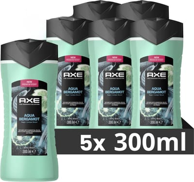 Axe Showergel Aqua Bergamot 300ML - 5 Stuks - Voordeelverpakking