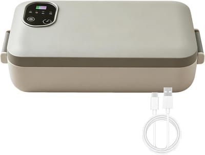 Lunchbox Verwarmer - Draagbare Elektrische Container - Warme Maaltijden Onderweg - Geen Water Nodig - 900ml Capaciteit - Grijs
