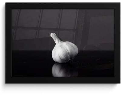 Poster in lijst - Fotolijst 30x20 cm - Posters - Knoflook - Zwart - Wit - Posterlijst zwart - Decoratie - Wanddecoratie woonkamer - Muurdecoratie slaapkamer