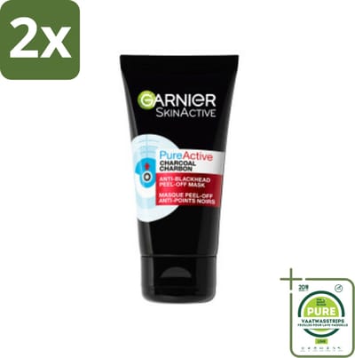 Garnier - Pure Active - Peel-Off Masker - Charcoal - 50 ml - Voordeelverpakking - 2 stuks - Diepe reiniging - Houtskool masker