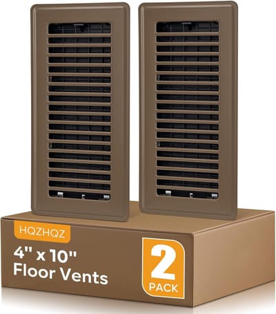 Vloerregister Roosters - Ventilatiehoezen - Luchtcirculatie Verbeteren - Verstelbaar Decoratief - 4 x 10 Inch - Bruin