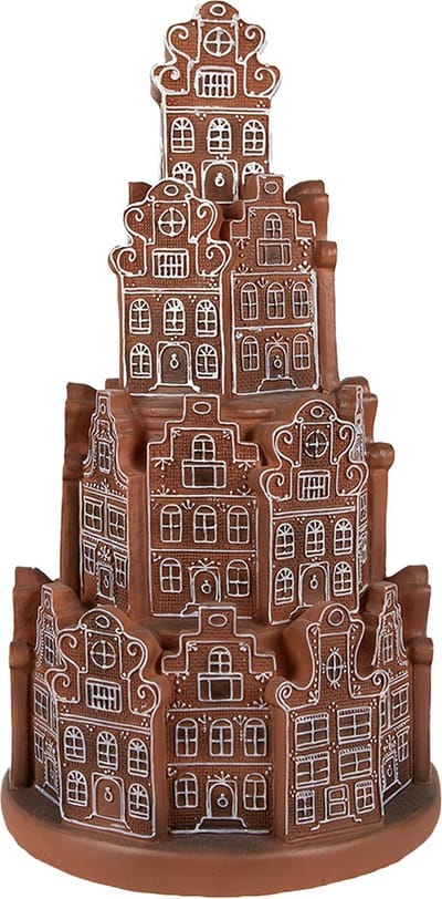 Clayre & Eef Gingerbread house met LED Ø 18x33 cm Bruin Polyresin