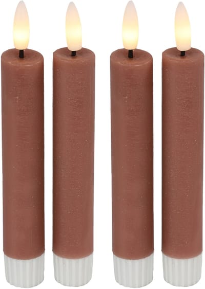 Countryfield Led dinerkaarsen - 4x st- roze -H15cm - met afstandsbediening - kaarsen