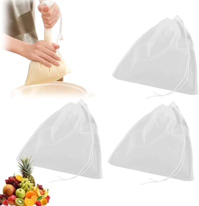 Set van 3 Filterzakken 30x45cm voor Hops, Notenmelk en Fruitpers - Nylon Koffiefilter, Wijnfilter en Persdoek