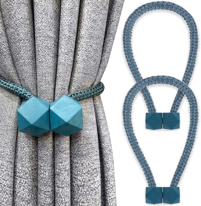 Famanu – 2 Pack Magnetische Gordijn Tiebacks Tie Backs Gordijnen Houders Venster Draperieën Decoratieve Accessoires Blackout Sheer Boerderij Douche Blauw