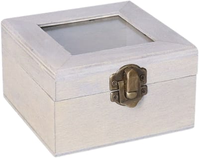 Houten opbergkistje met deksel - grijs - 10 x 10 x 6 cm - Sieraden/spulletjes/sleutels - Kleine opberg kistjes - Trouwringen doosje