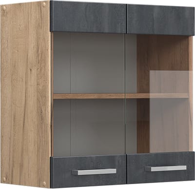 Vicco R-Line Glazen keukenkast – 60 cm Zwart beton