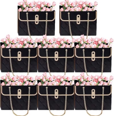 Luxe Papieren Boekettassen met Handvatten voor Bloemstukken - Set van 8