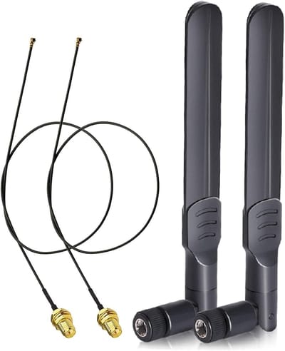 Dual Band WiFi 2.4GHz 5GHz 5.8GHz 8dBi RP-SMA Mannelijke Antenne & 25cm U.FL IPX IPEX MHF4 naar RP-SMA Vrouwelijke Verlengkabel 2-Pack voor M.2 NGFF Intel Draadloze Netwerkkaart WiFi Adapter