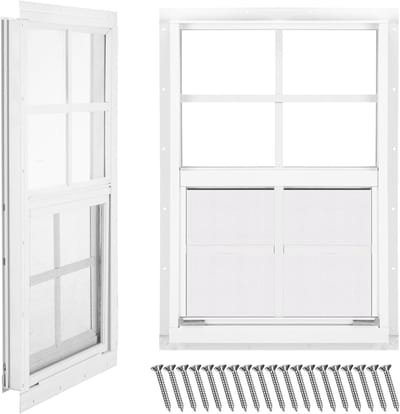 Schuur Ramen - Loods Ramen - Ventilatie Creëren - Gehard Glas Met Gaas - 30 x 45 cm - Wit