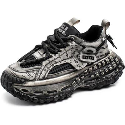 Four Seasons Sneaker met Dikke Zool Ademend Comfortabel Bovenwerk Antislip Slijtvaste Zool Originele Schoen Heren Casual Sportschoenen 39 zwart