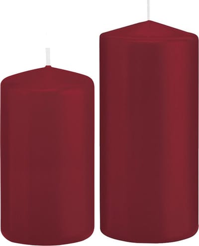 Trend Candles - Stompkaarsen set 2x stuks bordeaux rood 12 en 15 cm
