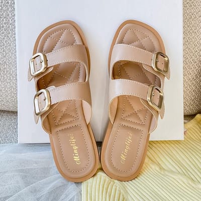 Grote Maten 35 -43 Comfortabele Platte Slippers Instapsandalen Vrouwen Zomer Strand Schoenen Flip-Flops Vrije Tijd Vissersschoenen Gesp 42