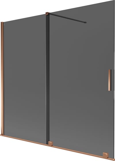 Mexen Velar badwand scherm 2-delige schuifbaar 170 x 150 , grafiet, roze goud - 896-170-000-41-60