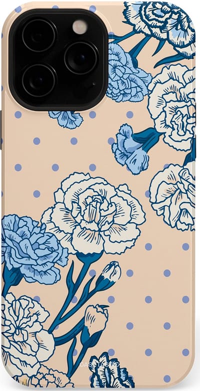 Casetastic hoesje geschikt voor Apple iPhone 13 Pro Max - MagSafe - Dubbellaagse bescherming - Anjer elegantie - Fashion Case - Zand Zilver Lichtblauw