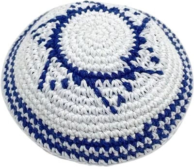 Livano Joodse Hoed - Keppeltje - Joods - Kippah - Jodendom - Wit/Blauw
