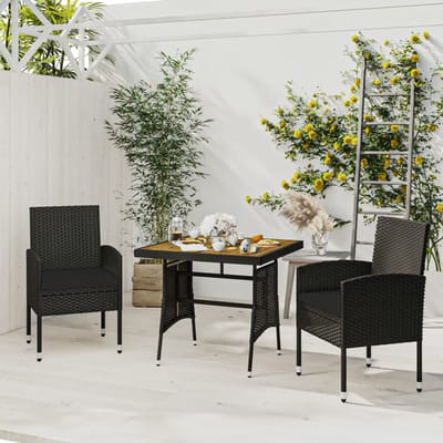 vidaXL - 3-delige - Tuinset - poly - rattan - zwart