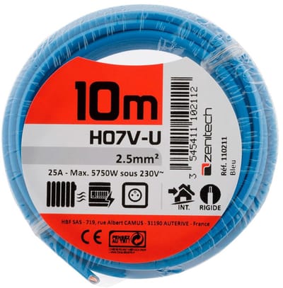 Elektrische Vermogen Kabel H07V-U 2.5mm² - PVC Isolatie - Ideaal Voor Binnenverbindingen - 10m