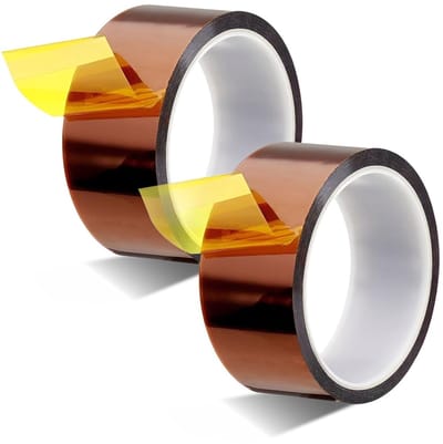 2x Hittebestendige Lijmtape 50mmx33m, Kapton Tape Goud, Polyimide Film voor 3D Printers, Poedercoating en Elektronica, Hoge Temperatuur Lijm voor Circuitplaten