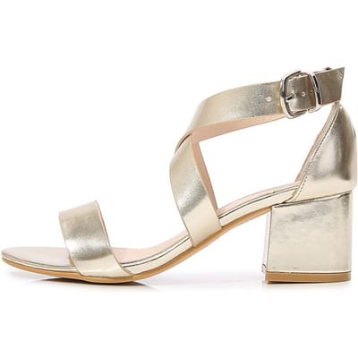 Damesschoenen Sandalen met kruisband Vierkante hakken Zilver Goud Schoenen Zomer Klassiek Imitatieleer Comfortabel Lopen 7 beige