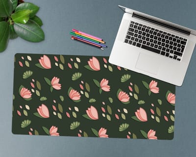 Coloray Bureau Onderlegger - Roze waterlelies Bureau Mat - 90 cm x 45 cm - Groente Bureau Onderlegger - Bureaumat - Onderlegger Bureau - Bureau Onderlegger Groot - Bureau Onderlegger XXL