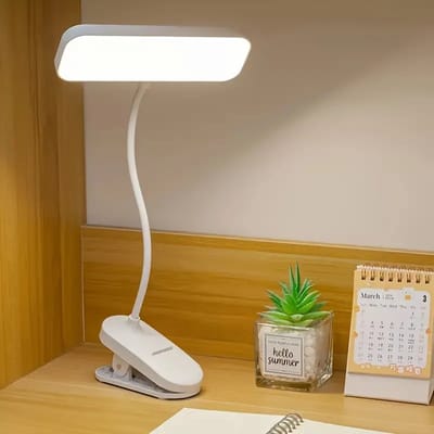 Daity Verstelbare LED-bureaulamp met zwanenhals - aanraakbediening - hoogte- en kleurtemperatuuraanpassing - binnenverlichting met kap - instelbare helderheid - USB/batterijvoeding - wit