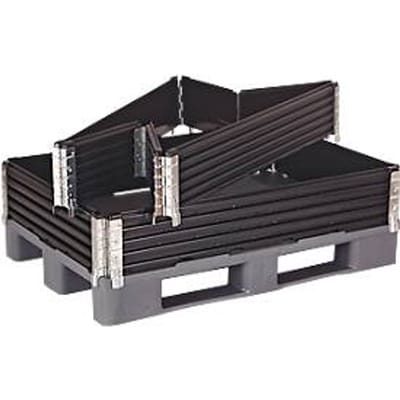 Opzetframe voor pallets, 4 scharnieren, L 1200 x B 1000 x H 200 mm, zwart, 4 stuks