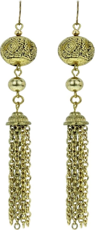 Behave - Dames oorhangers vintage look goudkleur boho chic 11,5 cm