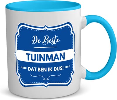 Akyol - de beste tuinman koffiemok - theemok - blauw - Werk - hovenier - werk - afscheidscadeau - verjaardagscadeau - kado - 350 ML inhoud