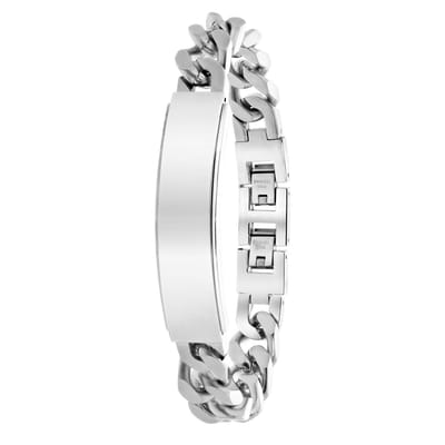 Lucardi Heren Armband mat met gourmetschakel - Staal - Armband - Vaderdag Cadeautje - 22 cm - Zilverkleurig