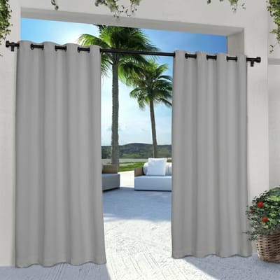 MUPOO Buitengordijn Waterdicht Verduisterend met Ringen - Verduisterend, UV-werend & Isolerend - outdoor Gordijn voor Terras, Veranda, Tuin -Lichtgrijs-132x213cm-1 stuk