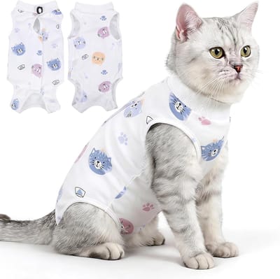 Herstelpak voor Katten - Verstelbare Maten, Volledige Bedekking, Bescherming Tegen Likken en Abdominale Wonden voor Mannetjes en Vrouwtjes na Operatie