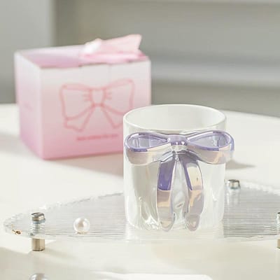 Tasse à nœud tridimensionnel Fille regardant vers le haut Fille Tasse en céramique plaquée électrolytiquement 350ML gray