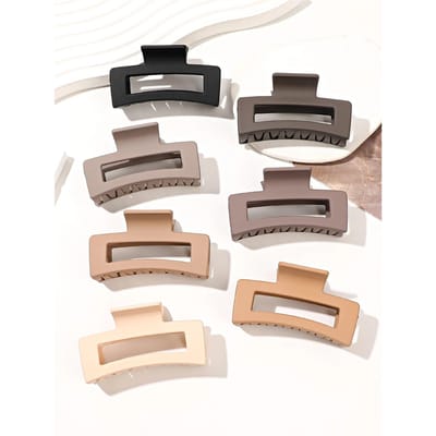 Lot de 7 grandes pinces à cheveux carrées mates antidérapantes de 8,6 cm pour femmes et filles, fixation solide pour cheveux épais et fins All yards gray