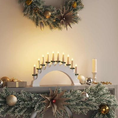vidaXL - Kerst - Kaarsenboog - met - 10 - LED - Kaarsen - LED's - Warmwit