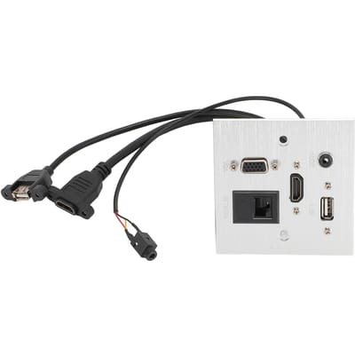 Prise multimédia en alliage d'aluminium USB HD VGA 3,5 mm, son RJ45, prise murale réseau pour maison et hôtel