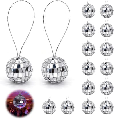 Mini disco bal decoratie 2 cm - set van 16 - glanzende spiegelballen - perfecte sfeer voor feest - ShopVlot
