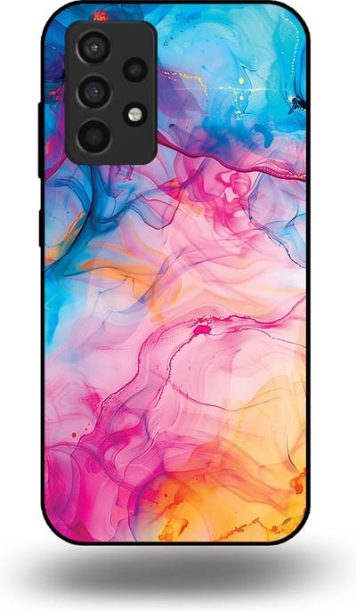 Smartphonica Telefoonhoesje Geschikt voor Samsung Galaxy A52s 5G met Regenboog Acryl Marmer Opdruk - TPU Backcover Case Rainbow Acrylic Marble Design geschikt voor Samsung Galaxy A52s 5G