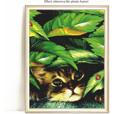 5D bricolage diamant peinture pleine ronde Animal chat strass image broderie vente diamant 20X30 black