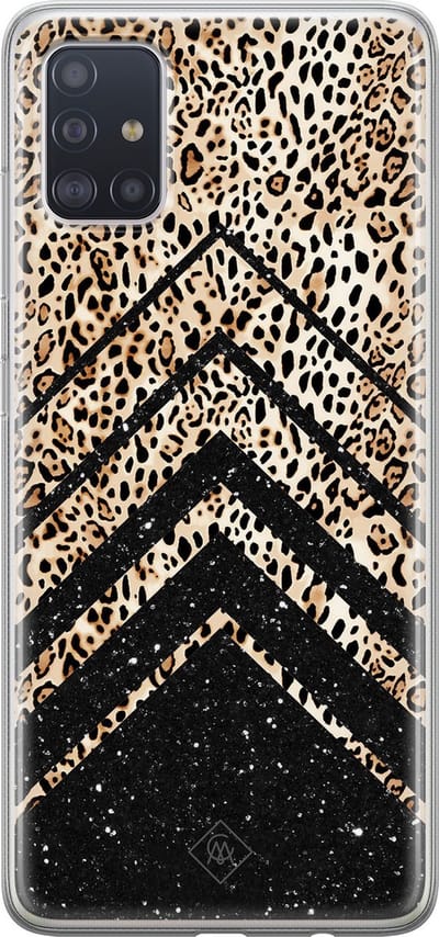 Casimoda® hoesje - Geschikt voor Samsung A51 - Chevron Luipaard - Backcover - Siliconen/TPU - Zwart